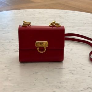 Ferragamo small red handbag with shoulder strap